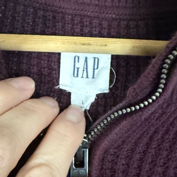 Gap 100% Cotton quarter zip waffle pull over Casual Preppy Academia Office - Picture 7 of 8